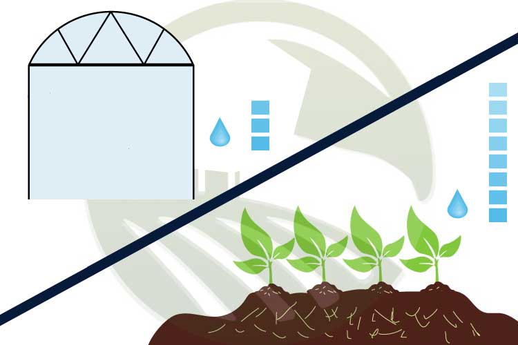 صرفه جویی در مصرف آب در گلخانه نسبت به مزرعه